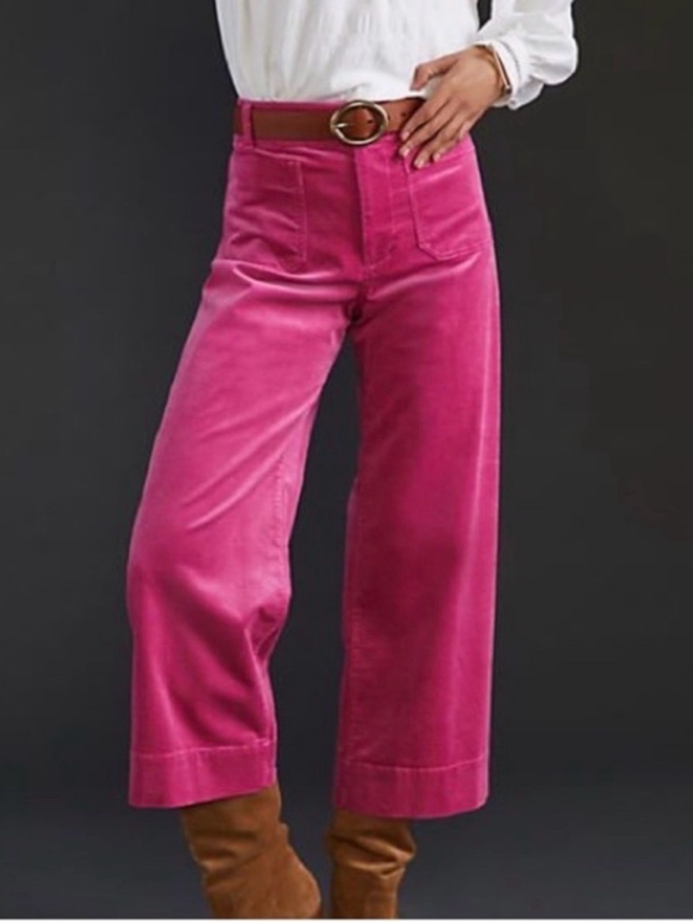 Maeve by Anthropologie The Colette Corduroy Wide Leg Pants Hot Pink Size 32